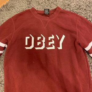 OBEY red sweatshirt with arm stripe